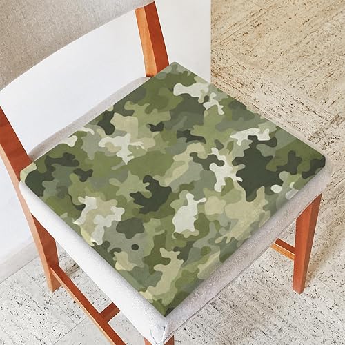 Bardic 1 cojín para silla, cojín de espuma viscoelástica de camuflaje militar de camuflaje pintado de camuflaje, almohadillas cuadradas extraíbles