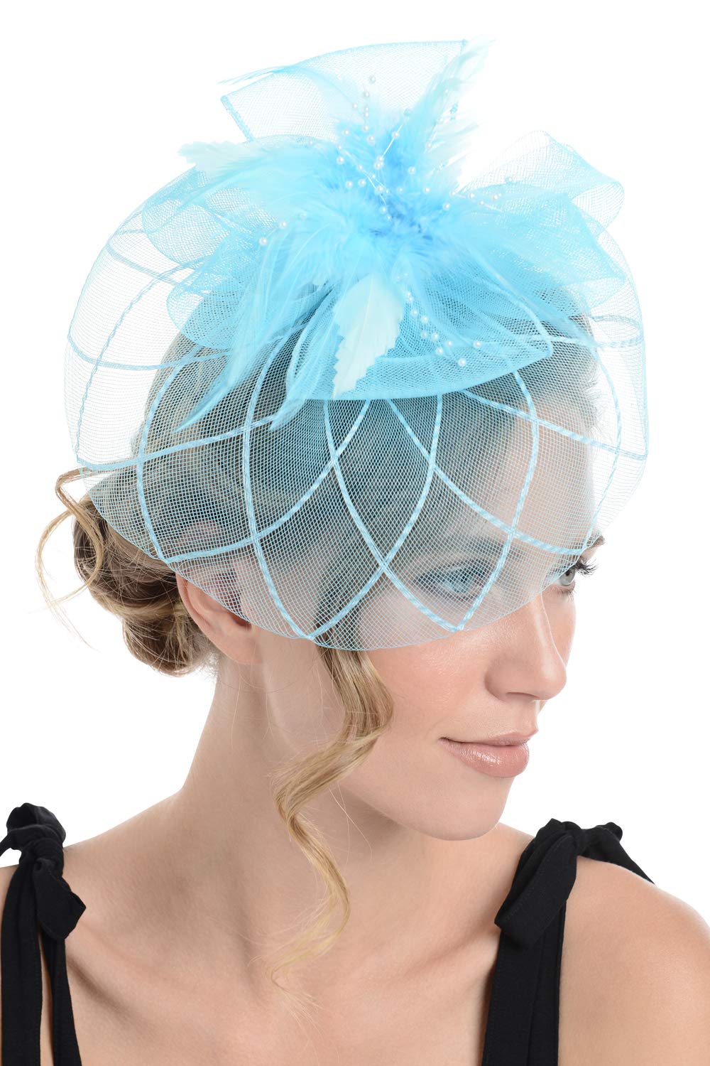 Zac's Alter Ego Lace & Net Fascinator with Feathers on Clip or Aliceband