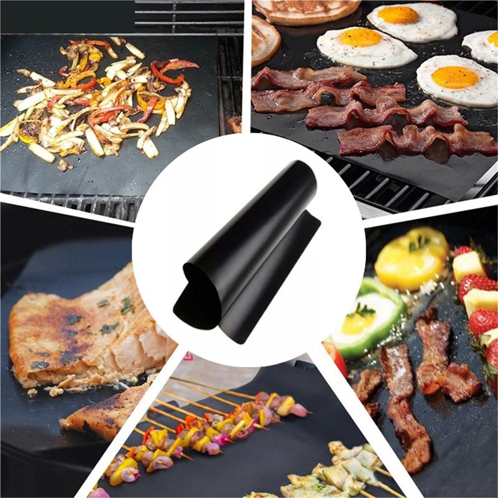 Ofenmatte 5 Stück Antihaft-Grilleinlagen Ofengrill Hitzebeständige Grillmatte Backen im Freien Wiederverwendbare Grillpartymatte 40 x 33 cm Platteneinlage(Coffee)