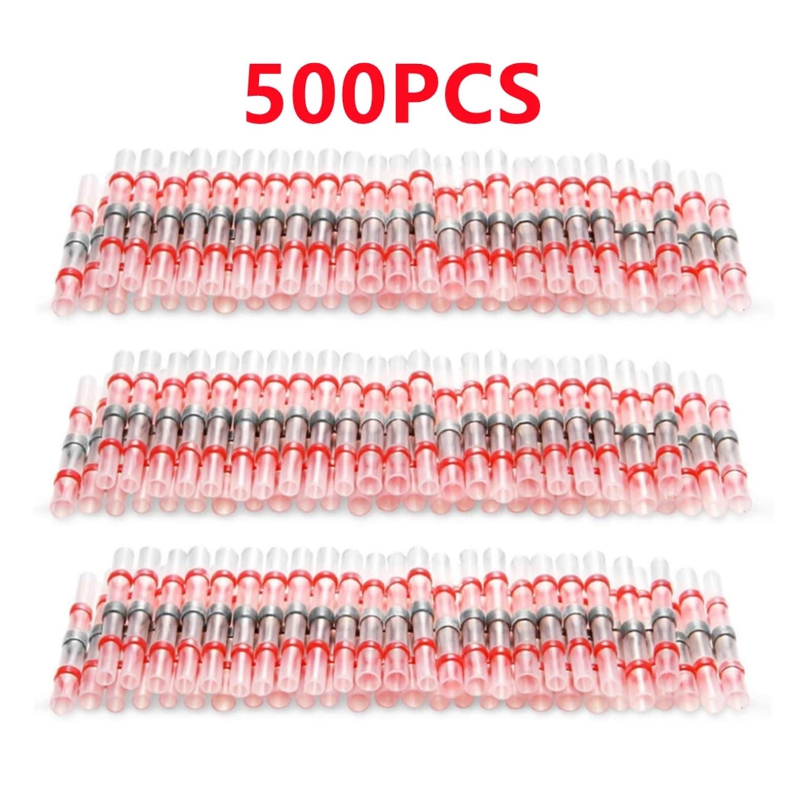 500/100PCS Lötanschlüsse Dichtungsdraht Wasserdichter Schrumpfstoßverbinder Rote elektrische Anschlüsse Isolierter Spleiß(400PCS)