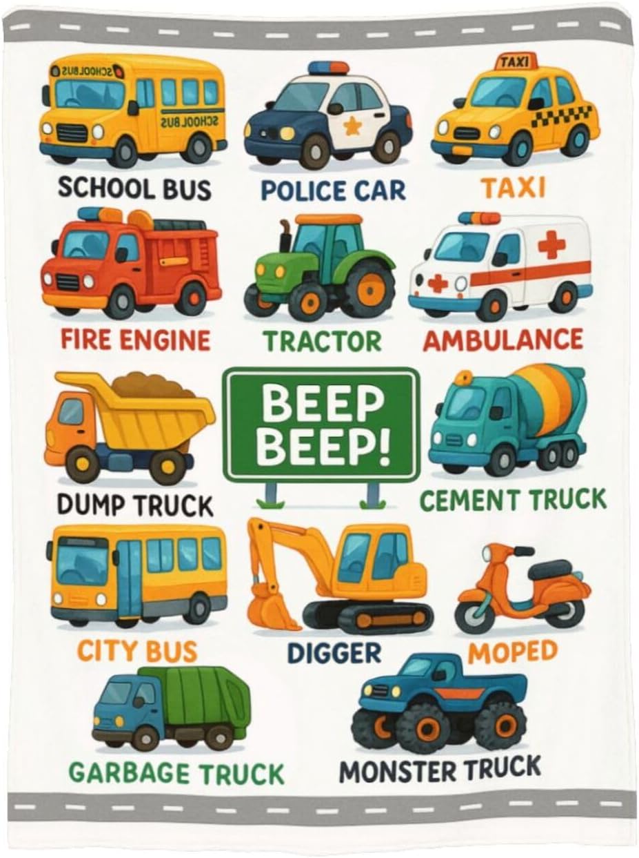 Truck Blanket Super Soft Warm Fluffy Fleece Flannel Transportation Throw Blanket Cozy Fuzzy Plush Stuff Bedding Blankets Gifts for Teens Boys Kids Women Girls Adults 50"X40" - Image 6