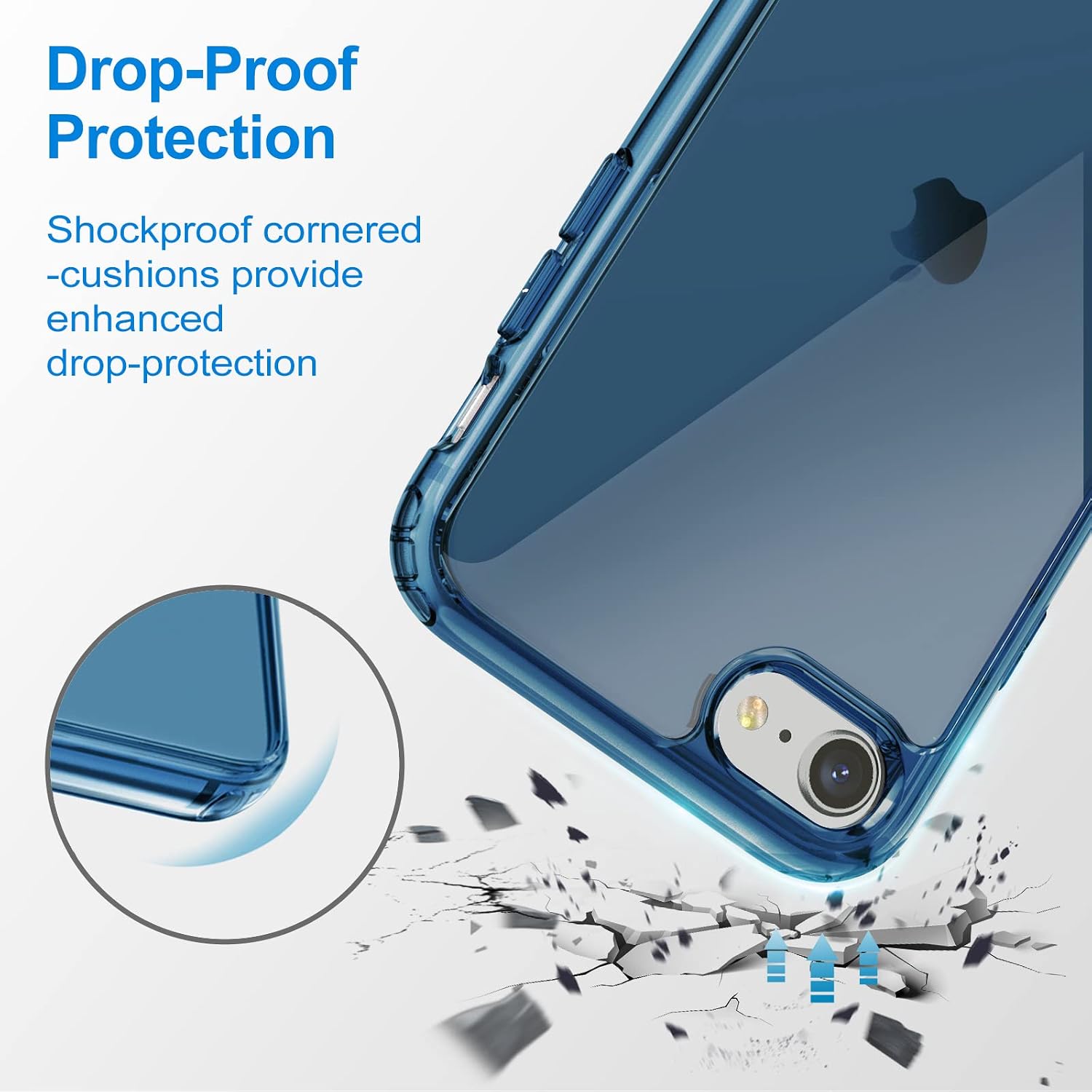 JETech Kickstand Case for iPhone SE 3/2 (2022/2020 Edition), iPhone 8/7, 4.7-Inch, Support Wireless Charging, Slim Shockproof Bumper Phone Cover, 3-Way Metal Stand (Navy)