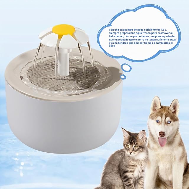 Foto 7 de 7 de WIYETY Fuente para gatos de 1 litro: fuente de agua ultraligera para gatos, con esponja de filtro