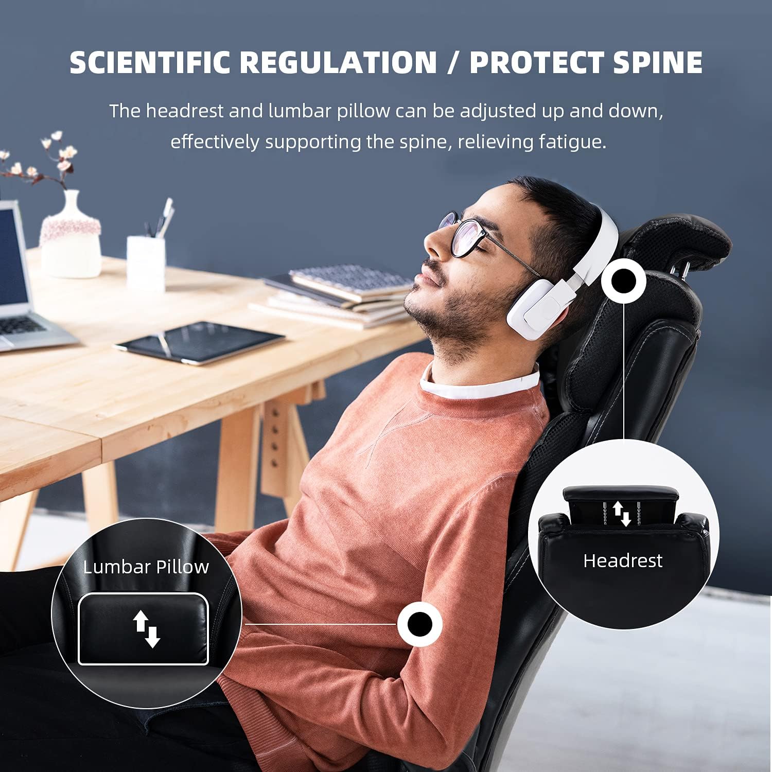 YAMASORO Ergonomic Executive Office Chair Big and Tall for Heavy People,Black PU Leather Computer Desk Chairs for Adults, Adjustable Arms,Lumbar Support,Headrest and Wheels, Home,Comfortable : Office Products