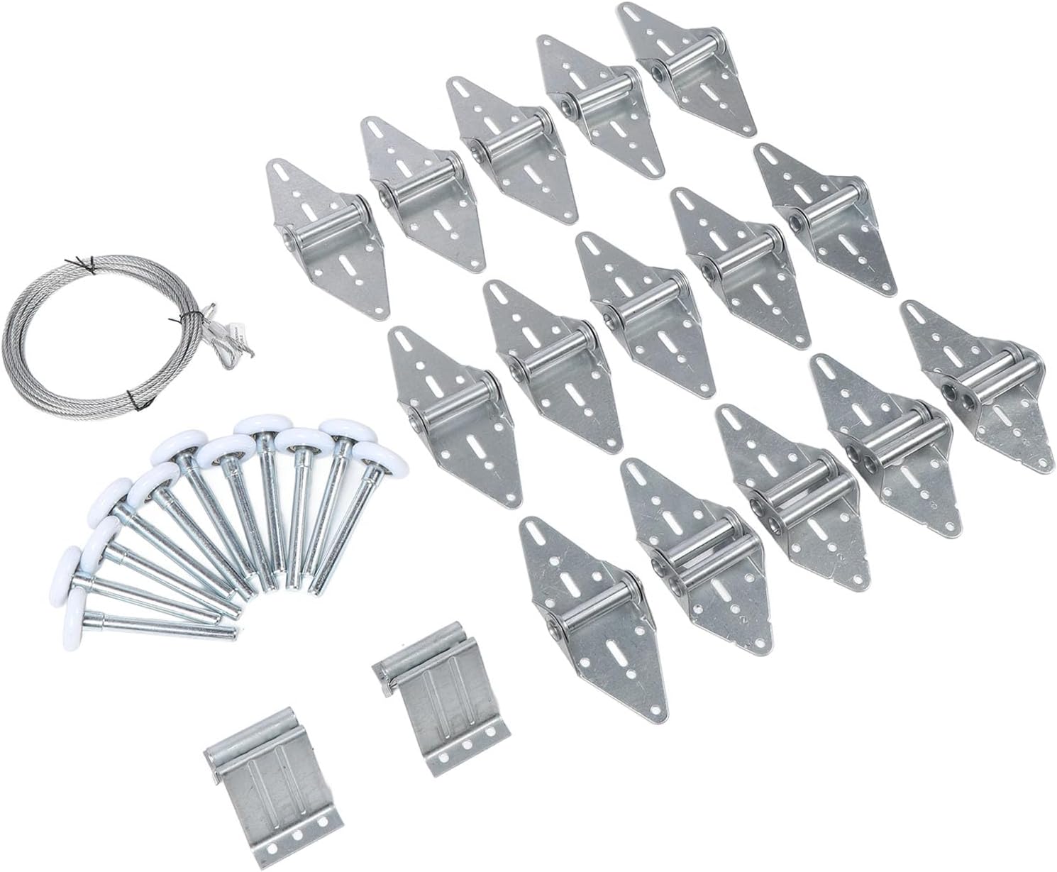 Garage Door Hardware Kit, Stainless Steel & Nylon Rollers with Top Brackets and Cable, Smoothly Operate Any Door, Complete Package for Quiet Garage Door, Economical Repair Solution