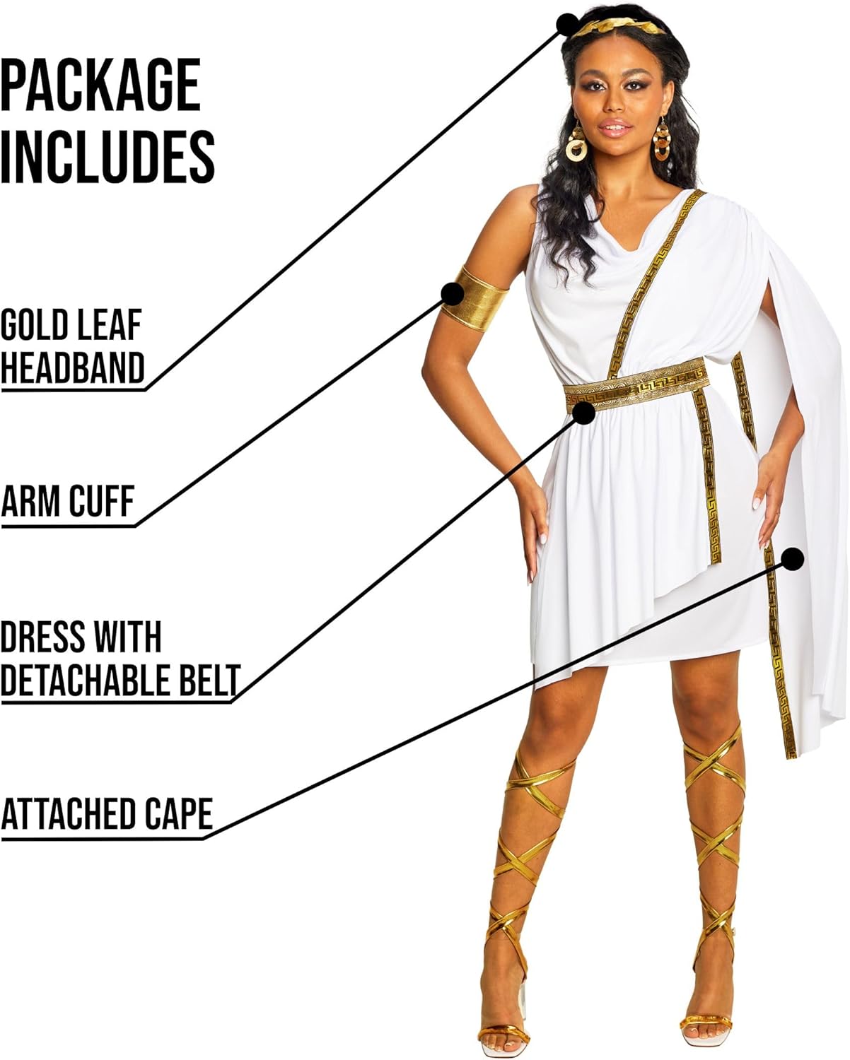 Morph Greek Goddess Costume Women - Womens Toga Costume, Greek Toga Costumes Womens, Goddess Halloween Costumes for Women - Image 2