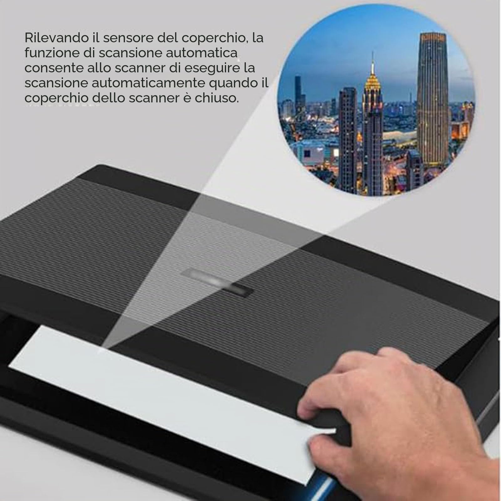 Scanner piatto formato A3, risoluzione 2400 x 2400 DPI, sorgente luminosa a LED, scansione rapida di 4 secondi/pagine, ideale per documenti e foto, facile funzionalità di PDF/e-mail/stampa