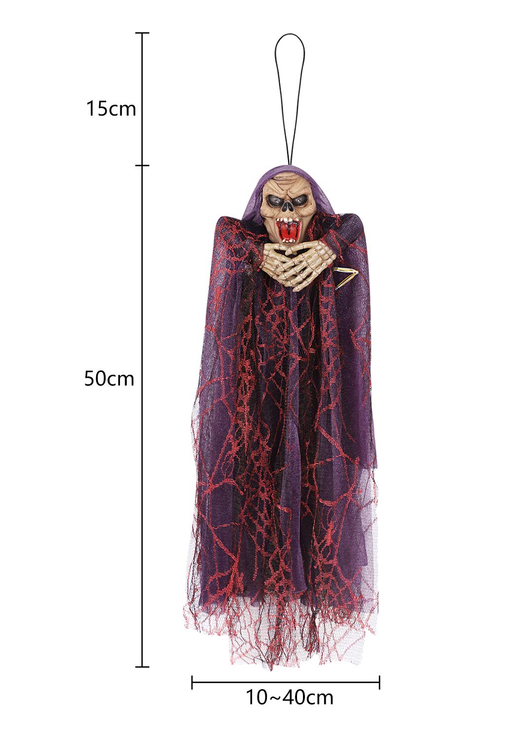 Fantôme Suspendu Halloween 180cm - Squelette Effrayant Avec Yeux Lumineux, Effets Sonores Et Activation Vocale Fantôme Suspendu Halloween 180cm - Squelette Effrayant Avec Yeux Lumineux, Effets Sonores Et Activation Vocale