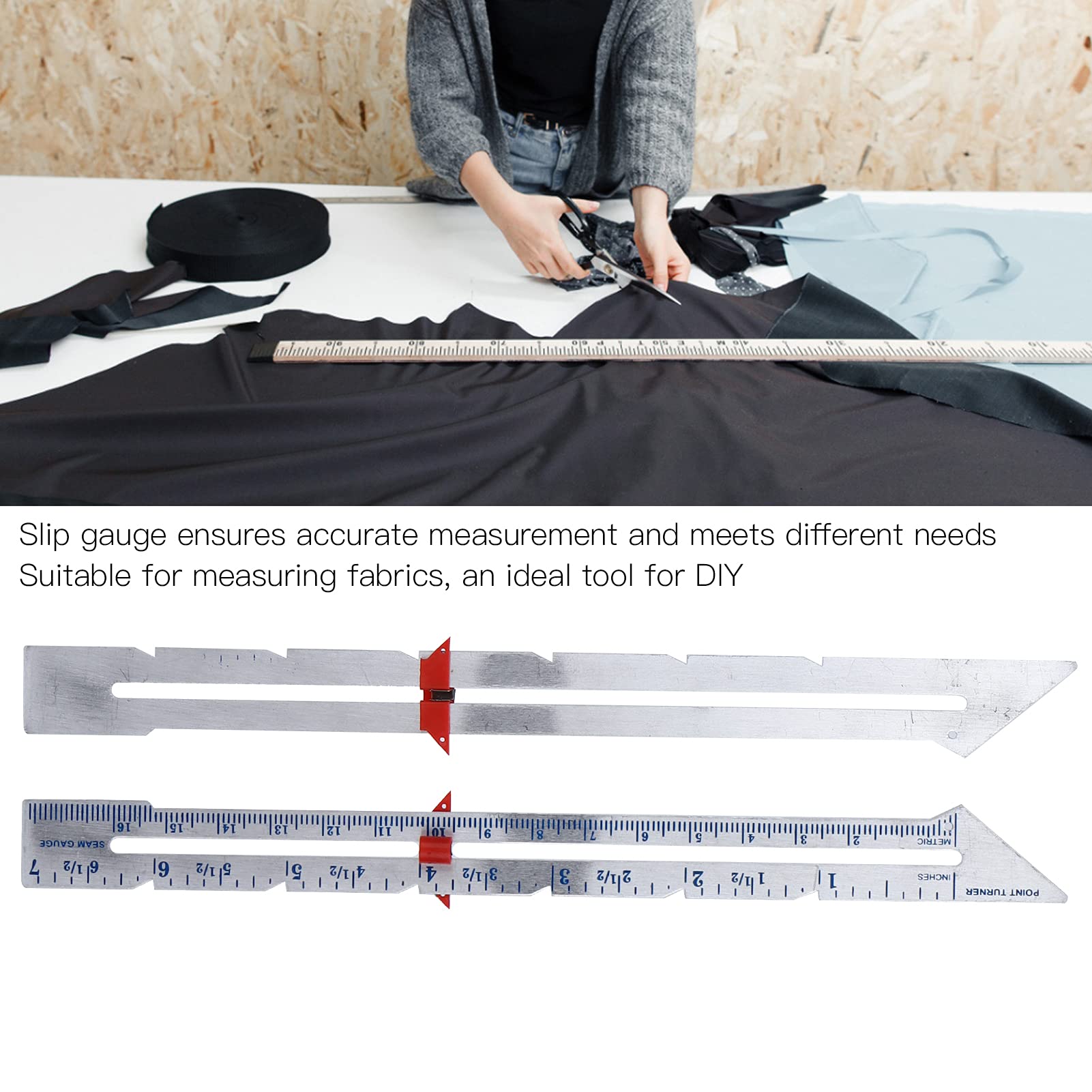 Sewing Gauge Sewing Measuring Tool Sewing Rulers for Sewing,Crafting, Marking Button Holes,Hem Gauge, Circle Compass - Image 4