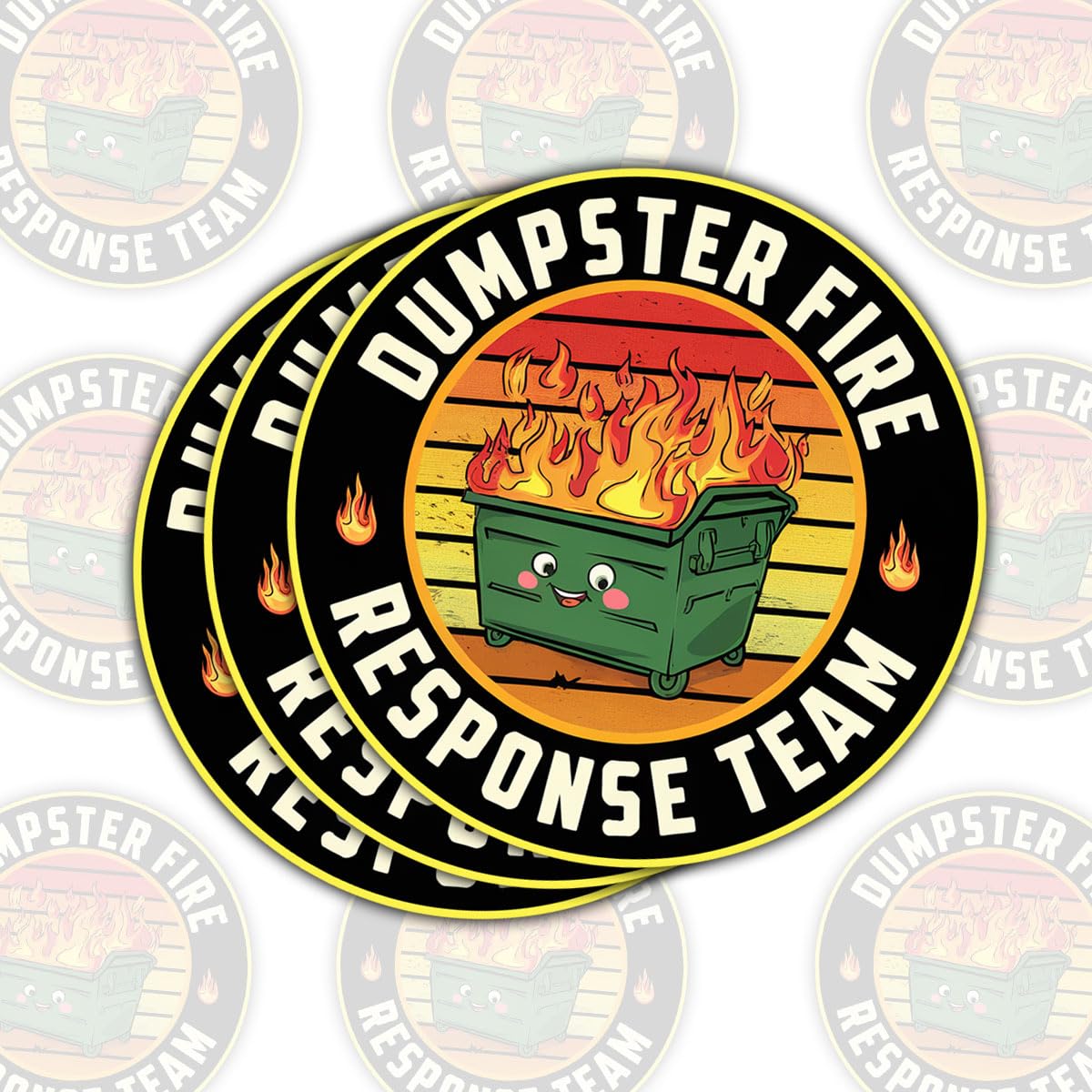 (3PCS) Dumpster Fire Response Team Sticker – Funny Quote This is Fine Vinyl Decal, Waterproof for Laptop, Water Bottle, Car, Hard Hat, Phone and More