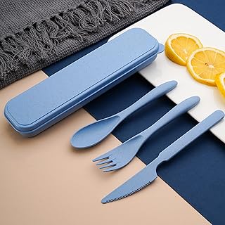 Reusable 3-in-1 Camping Utensil Set with Storage Case - Portable Travel Cutlery for Outdoor, Picnic, and Everyday Use deal from Amazon