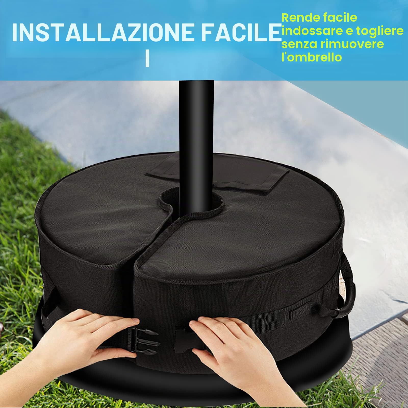 Base per Ombrellone - Resistente Supporto a Croce a Sbalzo Fino a 40 kg, Extra Sacchi di Sabbia Ponderati per Giardino all'Aperto