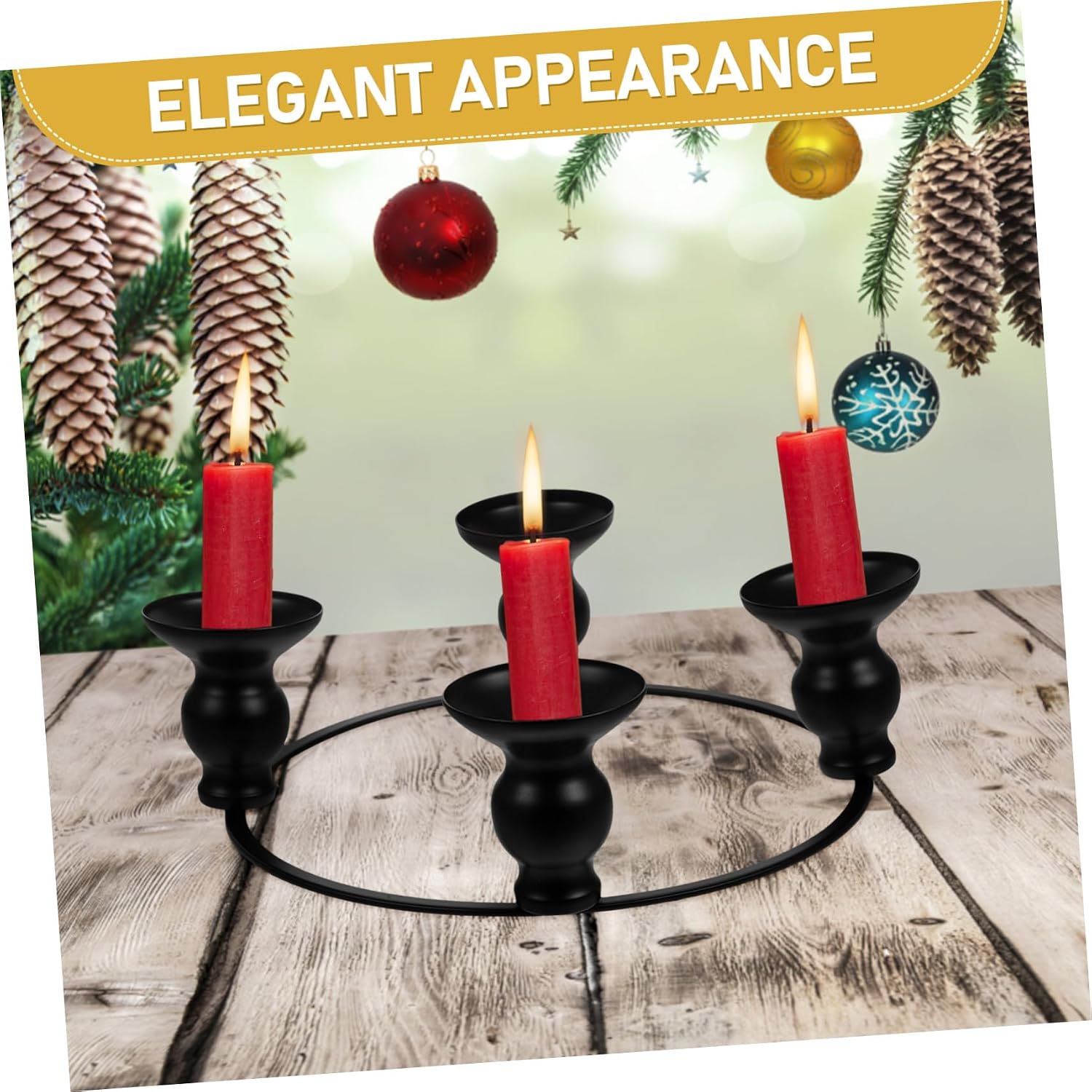 ULTECHNOVO Wreath Candle Holder Sturdy Iron Decorative Stand for Christmas and Holiday Table Centerpieces Elegant Candelabra Gourd Cup for Festive Home Decor