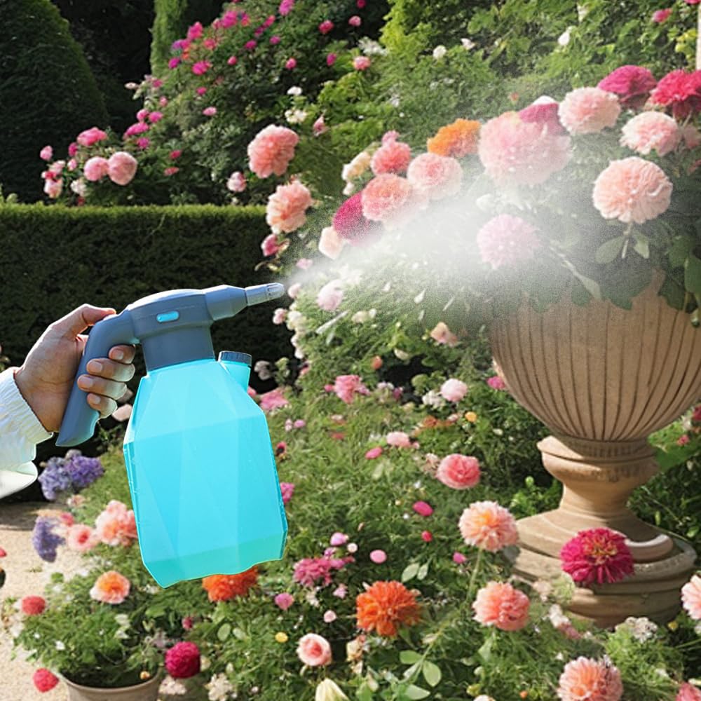 OBEST Pulverizador de presión recargable, pulverizador de plantas eléctrico, pulverizador de jardín portátil con boquilla ajustable, para cuidado de plantas, limpieza del coche y trabajos de
