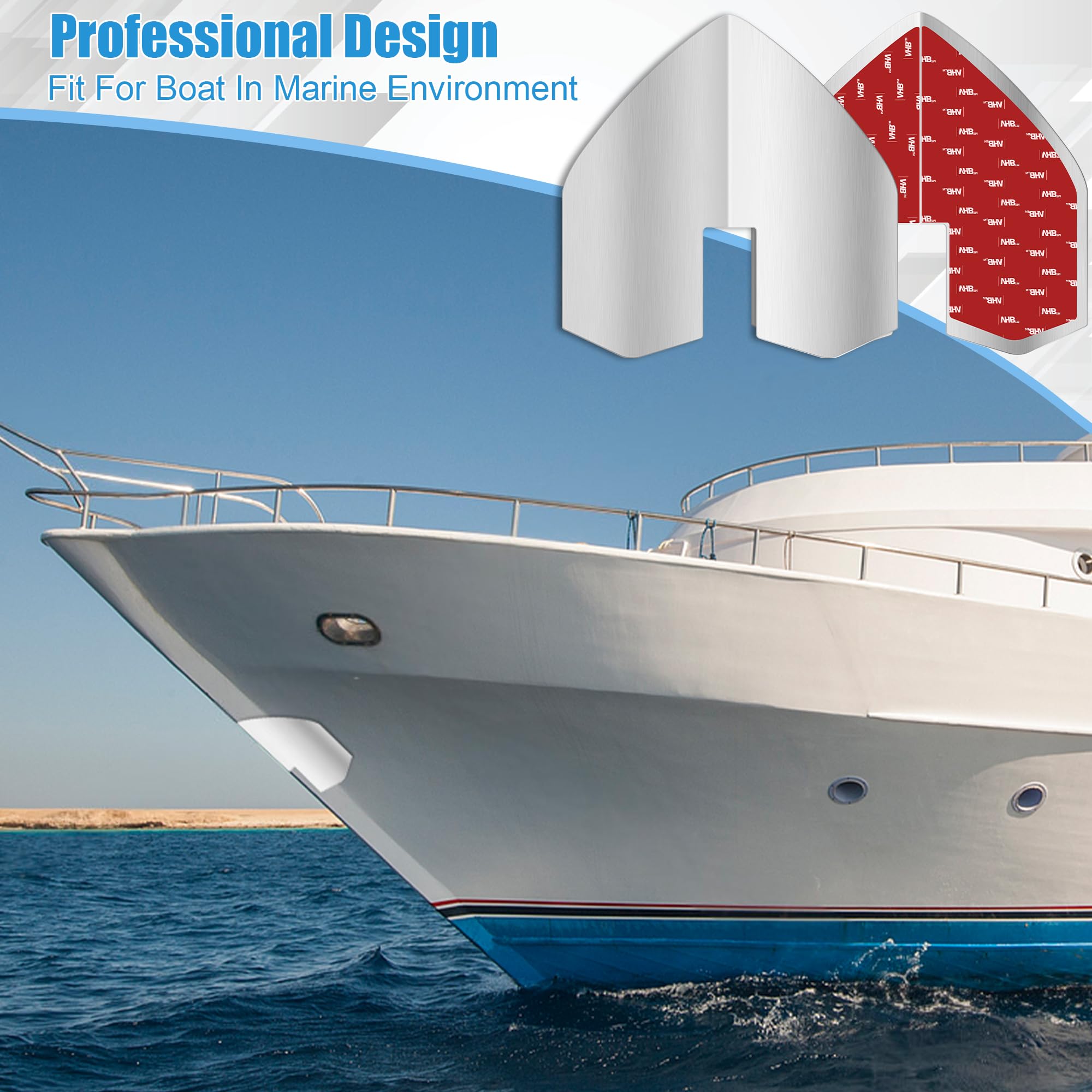 Catcan 2 protezioni per chiglia per barche, in acciaio inox, con 4 adesivi resistenti per proteggere navi yacht da usura e graffi