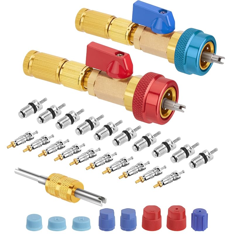 Kit de ferramenta para remover e instalar núcleo de válvula de ar-condicionado R134A e R12 WADEO com 31 peças