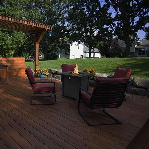 Miniatura 4 de Mesa de fuego de propano de 28 pulgadas, mesa de fuego de 50,000 BTU con tapa de acero, patas grandes, rocas de laval.