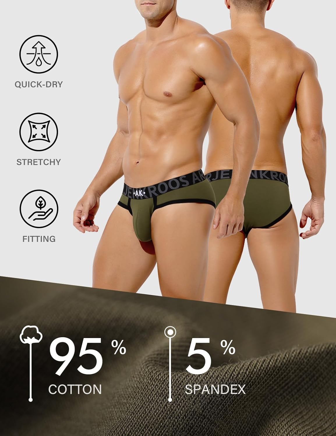 Arjen Kroos Men's Low Rise Cotton Briefs Underwear 3-Pack, Color Block Sport Briefs with 3D Pouch - Image 5