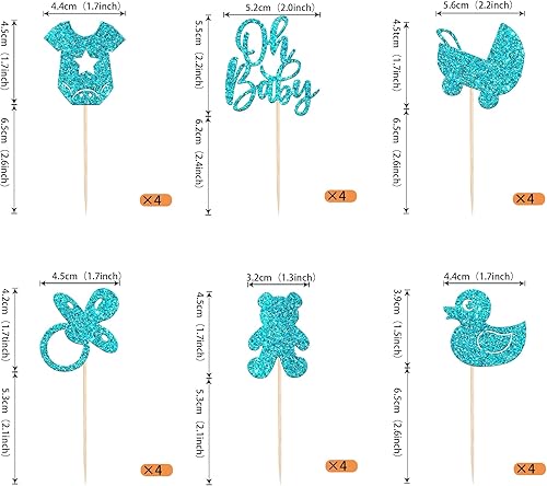 Miniatura 8 de 1 pieza de decoración de pastel Oh Baby Shower con purpurina para baby shower, para revelación de género, celebración, baby shower, niños y niñas,