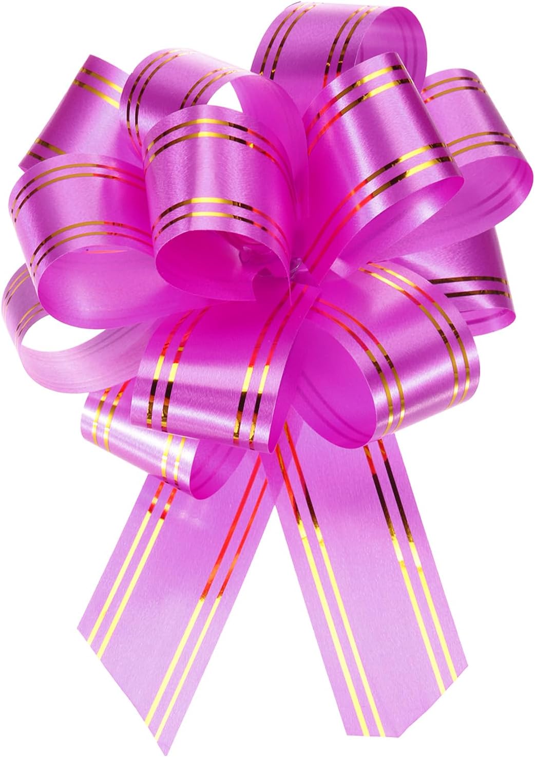 MECCANIXITY 5pcs 4 Inch Large Pull Bow Metallic Blue Gift Wrapping Bows with Gold Edge for Wedding Baskets Presents Christmas