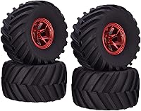Vista 7 de Juego de 4 ruedas y neumáticos de camión monstruo RC 1/10, neumáticos de goma de 5.315 in y llantas de plástico de 6 radios para HSP HPI Tamiya