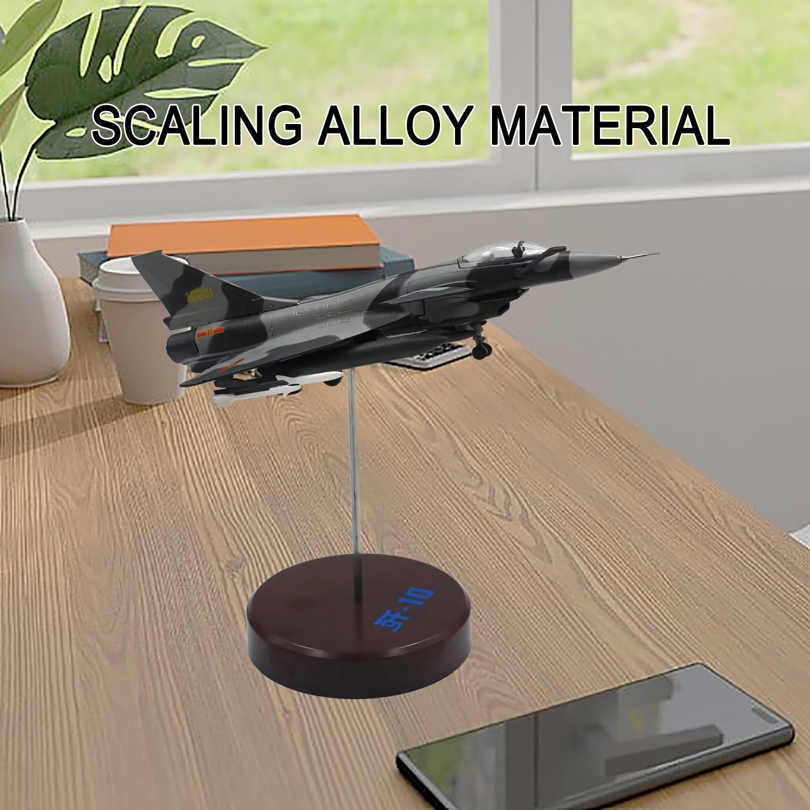 Modello aereo caccia militare pressofuso in lega J10 in scala 1:144 con espositore, regalo collezione realistico appassionati militari gli appassionati aviazione, perfetto for desktop