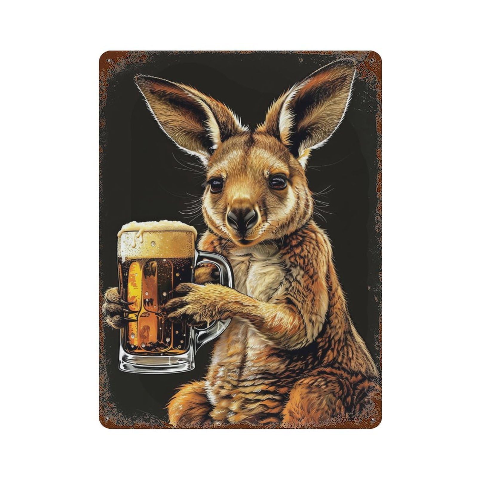Wallaby Beer 15.7"x11.8" Aged Metal Wall Plaque, Retro Wall Decor for Farmhouse, Kitchen And Entryway Decor