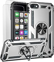 Vista 9 de ULAK Funda compatible con iPod Touch 7/6/5 con 2 protectores de pantalla HD, híbrida resistente a prueba de golpes con soporte integrado para iPod