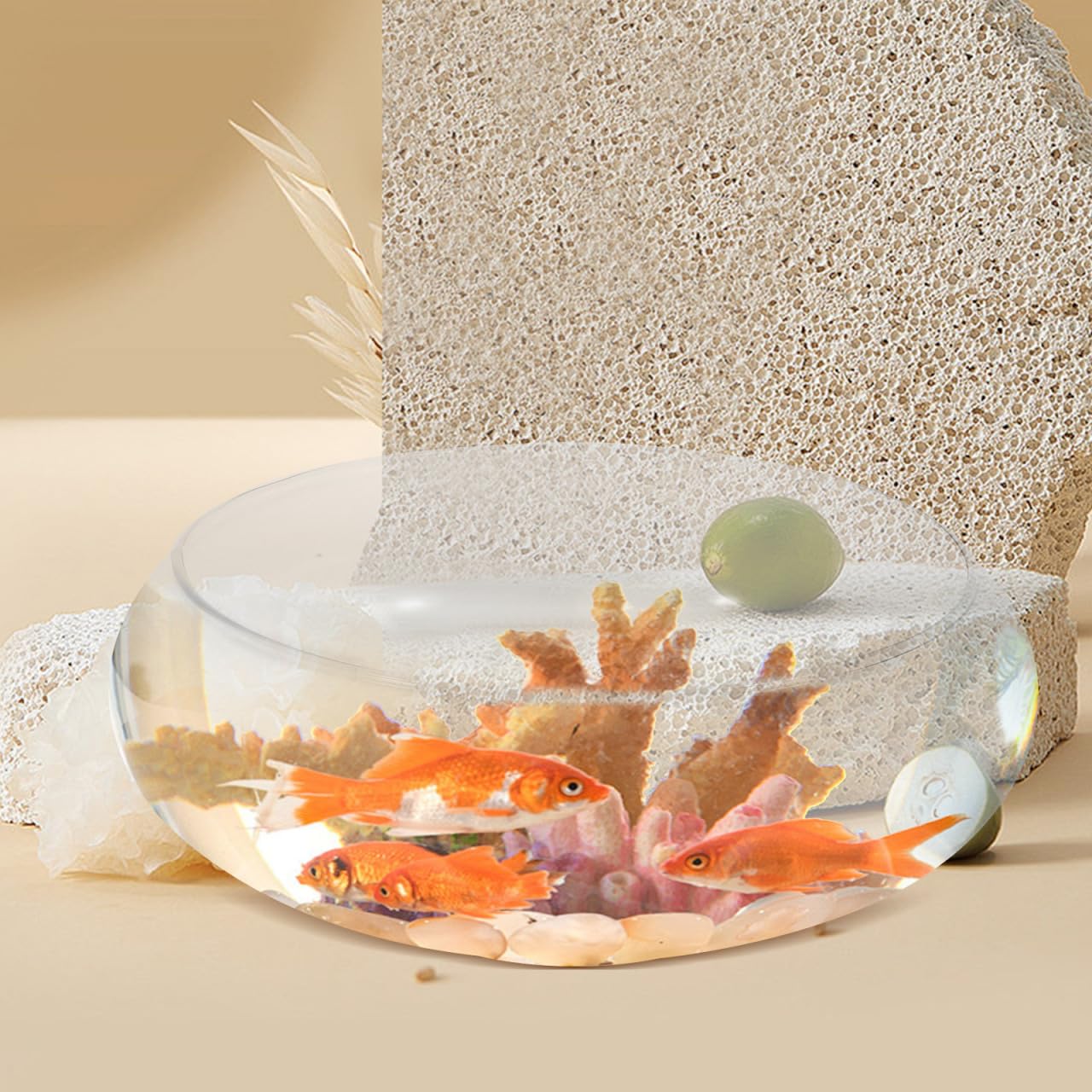 Jarrón Transparente para Peces, Cuenco de Burbujas de Vidrio, Maceta Redonda Profunda, terrario, Cuenco de Lirio de Agua, jarrón de Boca Ancha, Maceta hidropónica de Cristal, Cuenco de