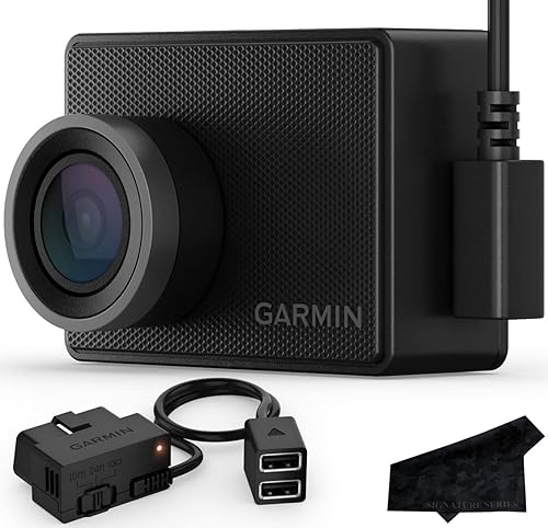 Garmin Dash Cam 47, FOV de 140 grados, 1080p, monitorea tu vehículo con el paquete de potencia constante distintivo