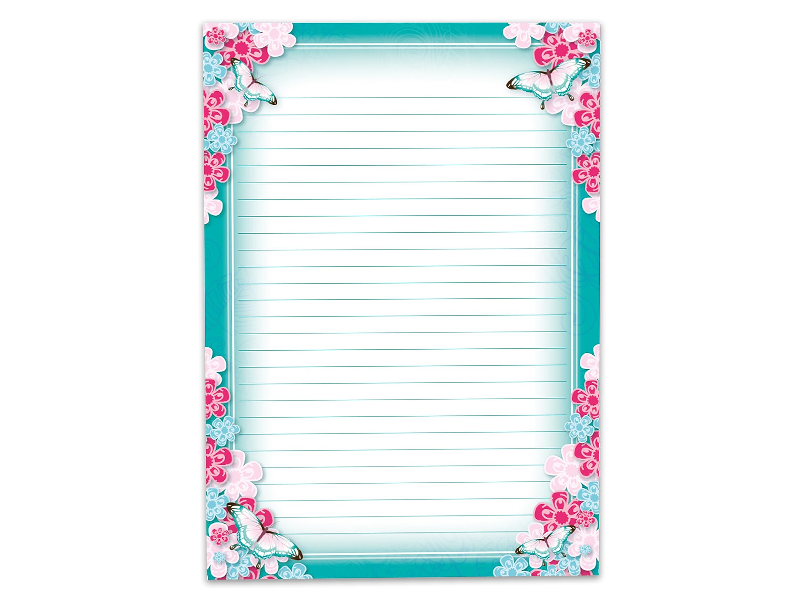Blocs Papier Ligné à Motifs Fleurs Tropicales Pour Filles - Lot De 2 (1 Coloré + 1 à Colorier) - 25 Feuilles A4 Chaque