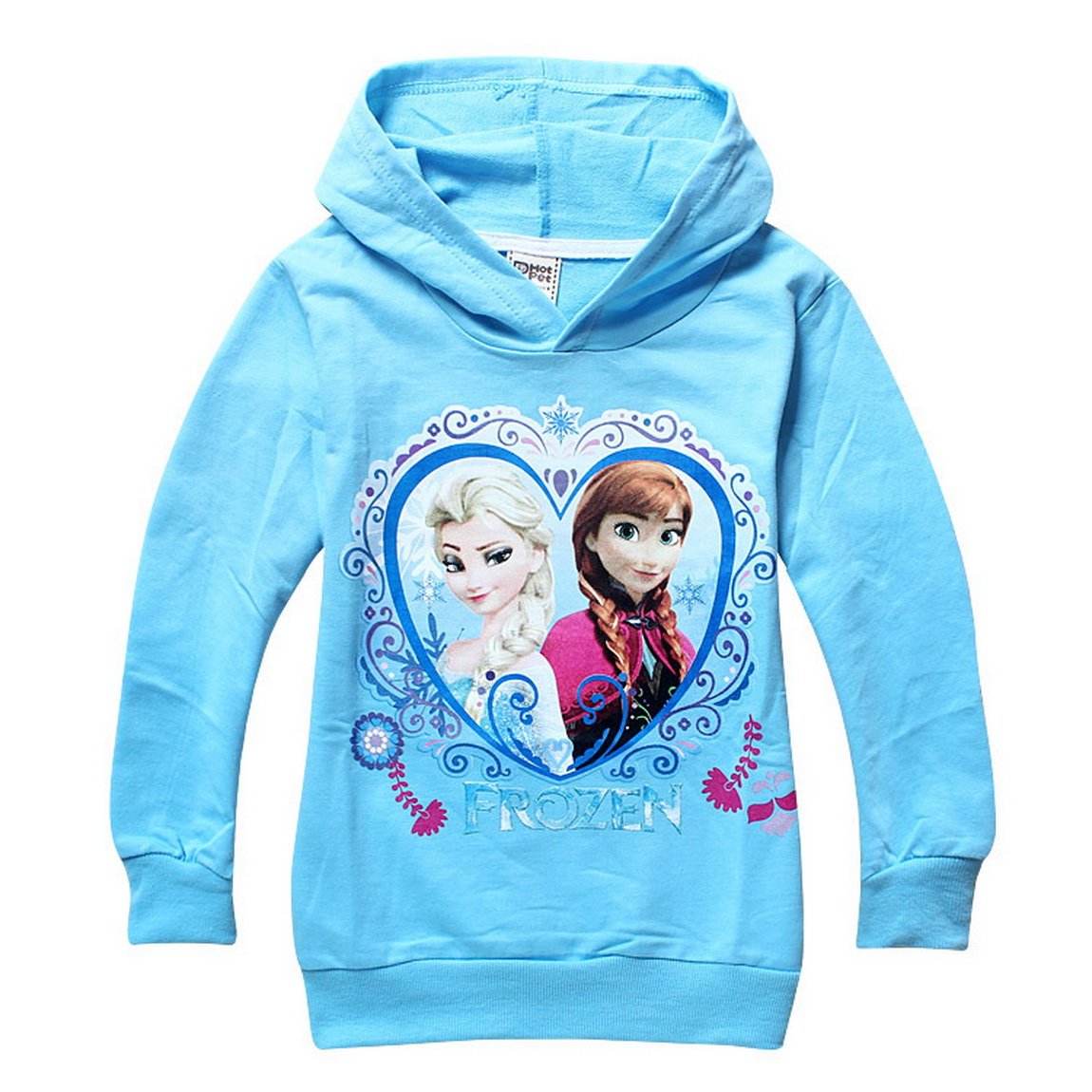 Kids Girl Long Sleeve Cartoon Printing Cotton Hoodies Sweatshirts, Blue, 110cm