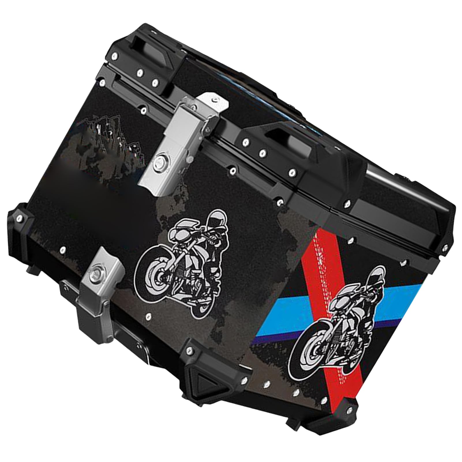 Qqmora Skrzynia Ogonowa Motocykla ze Stopu Aluminium 65L, Trwała Walizka Bagażowa do Przechowywania z Tyłu na Wycieczki, Wyściółka Odporna na Wstrząsy, dla Entuzjastów Motocykli