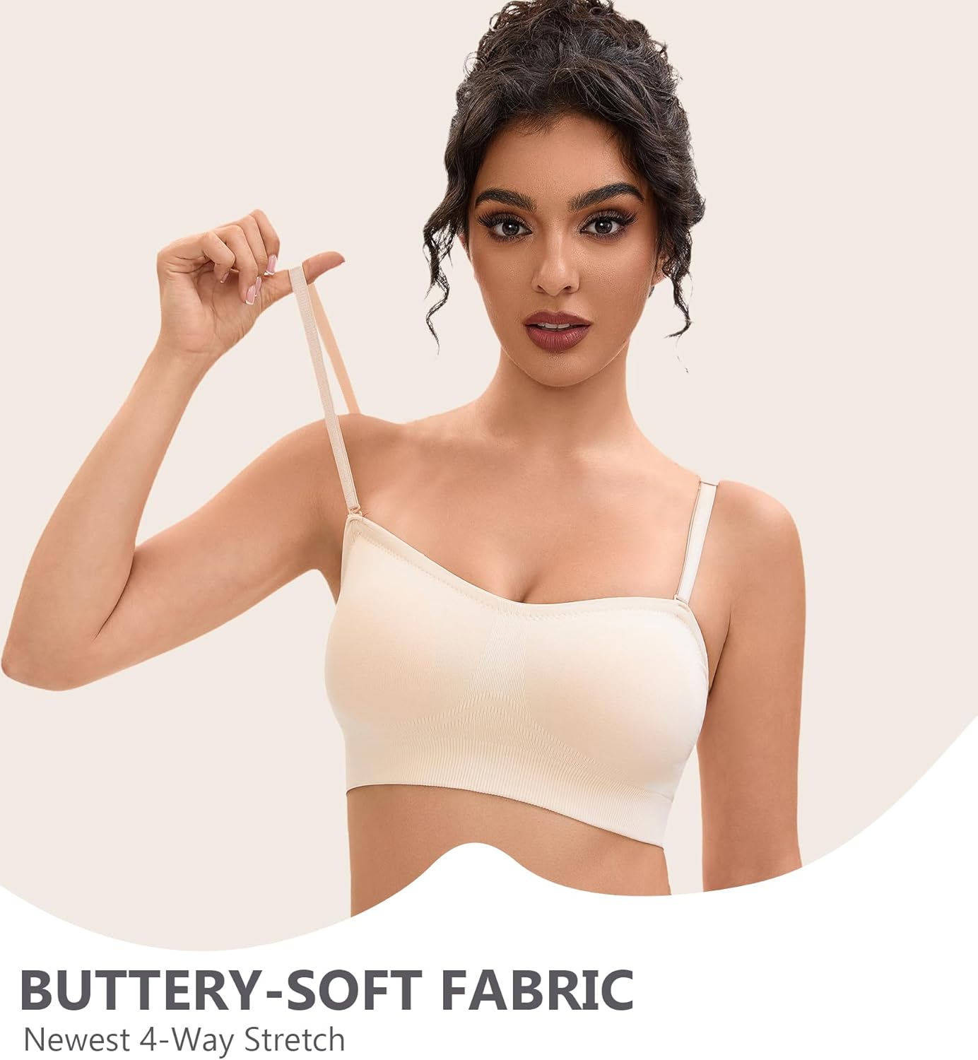 Strapless Tube Top Convertible Straps Bralette Light Beige - Image 3