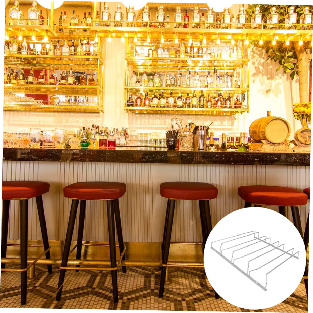 VALICLUD Multi Stainless Steel Wine Glass Holder Hanging Storage Rack for Kitchen Bar Space Saving Cup Organizer with Drainage Design Silver Wine Rack for Home and Restaurant