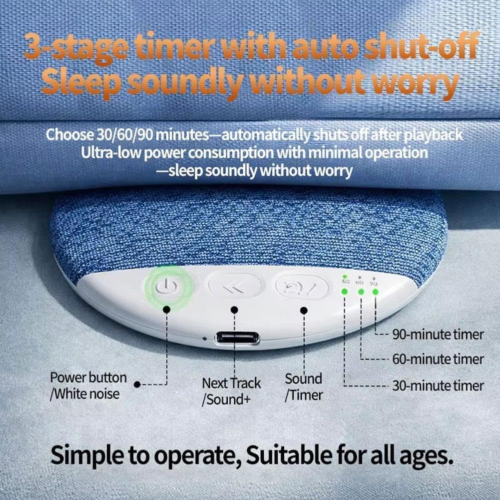 wartleves 2026 New Sleep Pillow Speaker, Bluetooth Pillow Speaker with White Noise Timer Wireless Sleep Aid with Stereo Bass Private Sleep Headphones, Privacy & Meditation (Upgrade) - Image 7