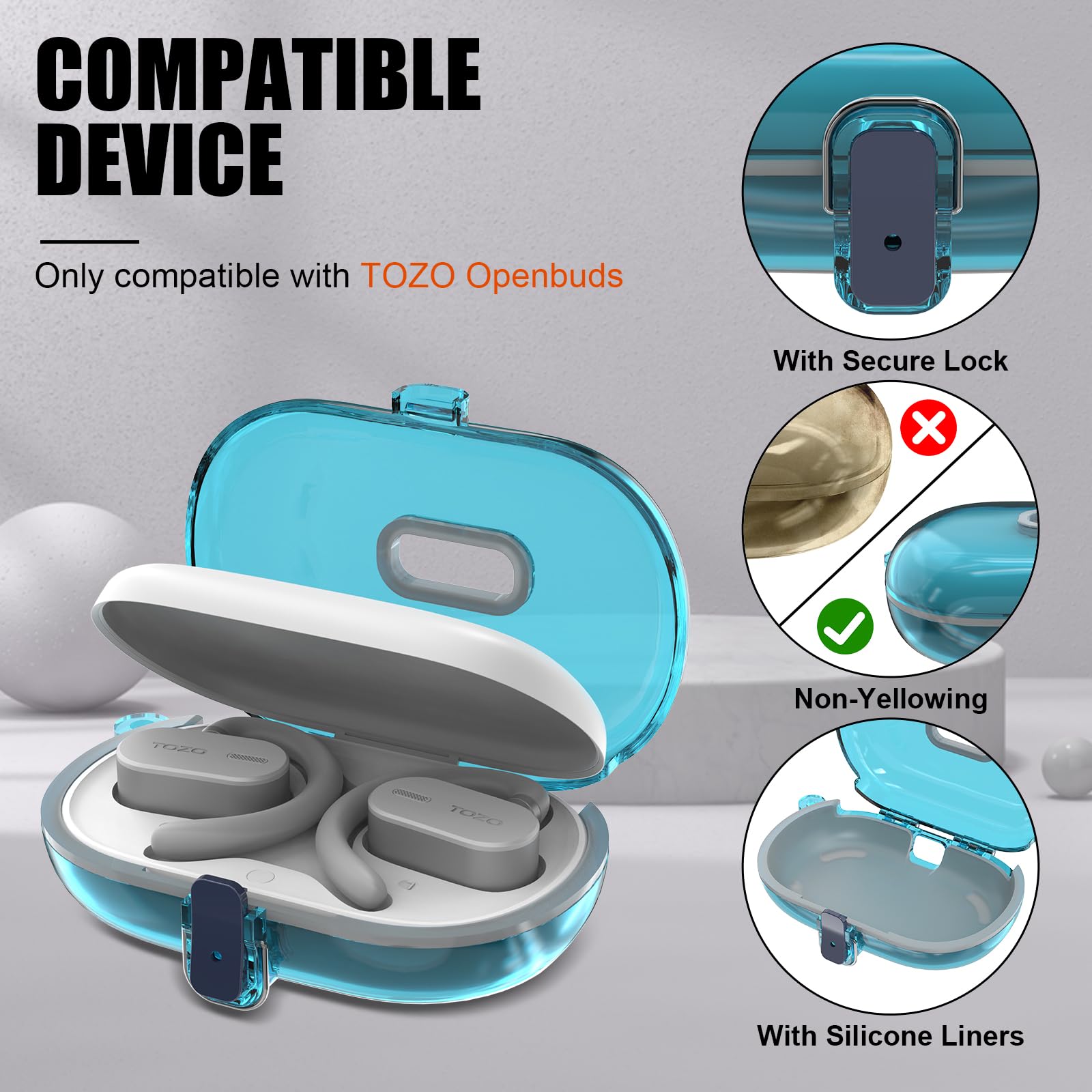 Amazon.com: [Safety Lock] Clear Case for TOZO OpenBuds Case