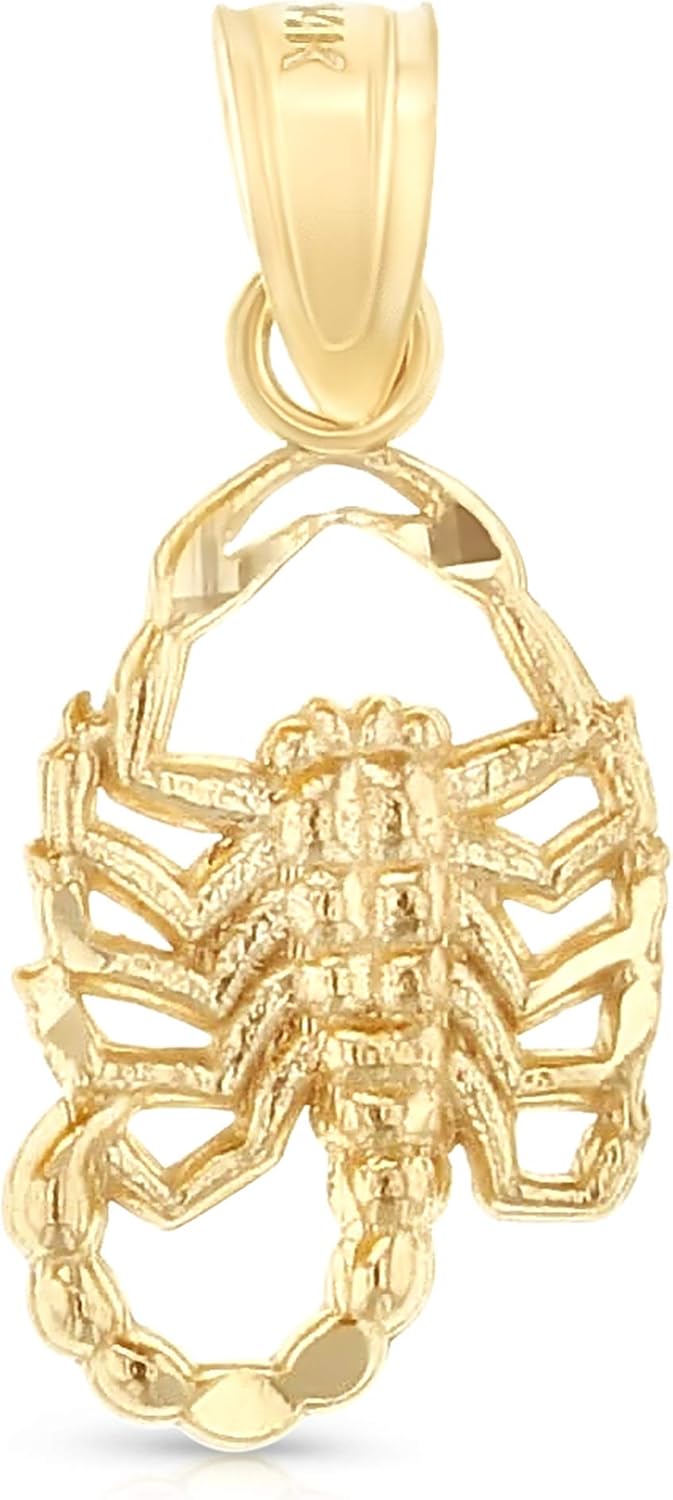 Ioka - 14K Yellow Gold Scorpion Pendant Tiny Size Zodiac Animal Sign Charm For Necklace or Chain