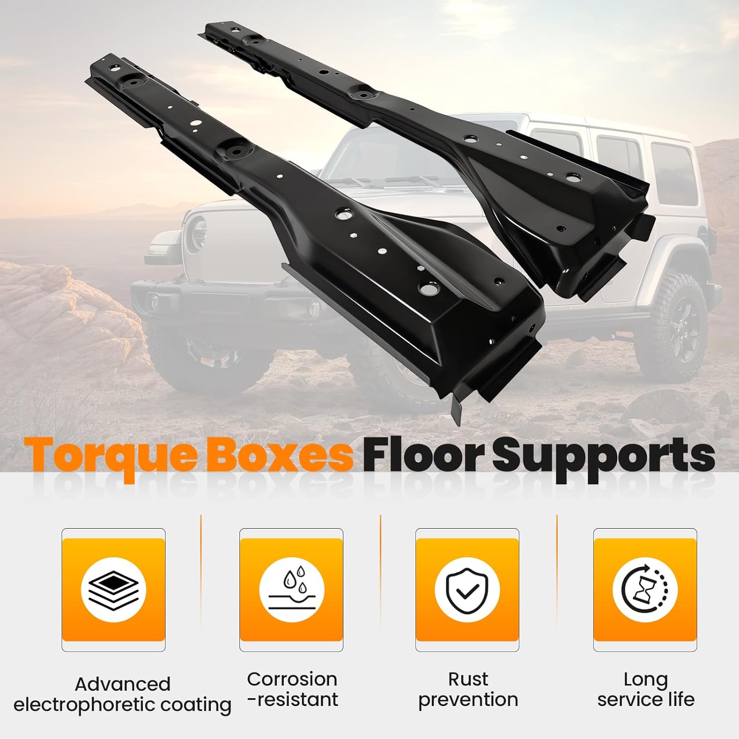 Torque Box Floor Supports Rust Frame Repair Kit Fit for 1997-2006 Jeep Wrangler TJ & LJ - Full Body Mount Replacement Kit