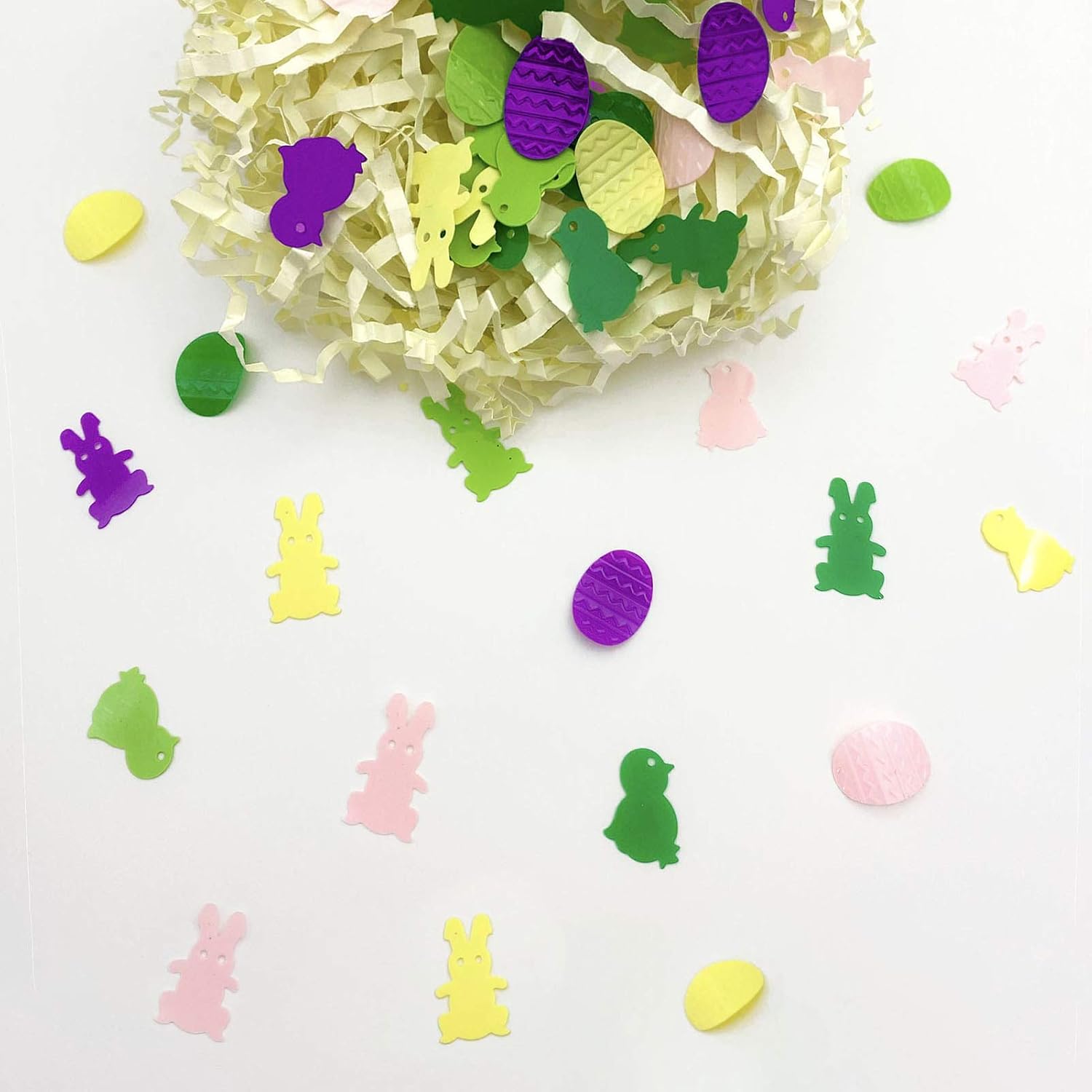 Easter Confetti Egg Rabbit Chicken Glitter Metallic Foil Table Scatters Confetti for Party Decorations DIY Party Decorations 1.5oz/1100PCS
