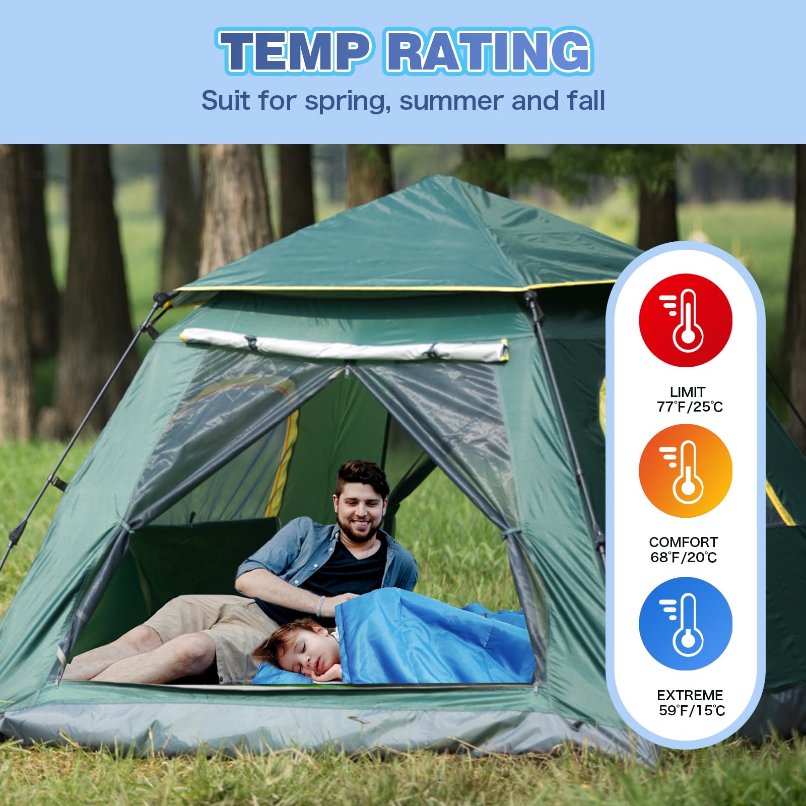 REDCAMP Saco de dormir infantil para niños y niñas, 175 x 65 cm, saco de dormir momia, 100% algodón, forro interior, saco de dormir ligero y cálido, con longitud ajustable y 3 estaciones para camping