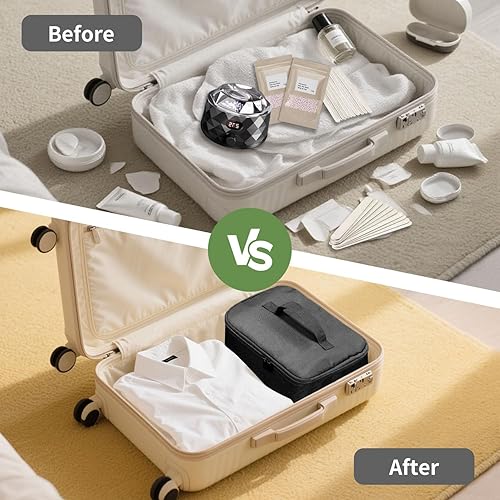 Miniatura 3 de Bolsa de viaje para herramientas para el cabello con almohadilla resistente al calor, funda de transporte de viaje de doble capa para alisador,