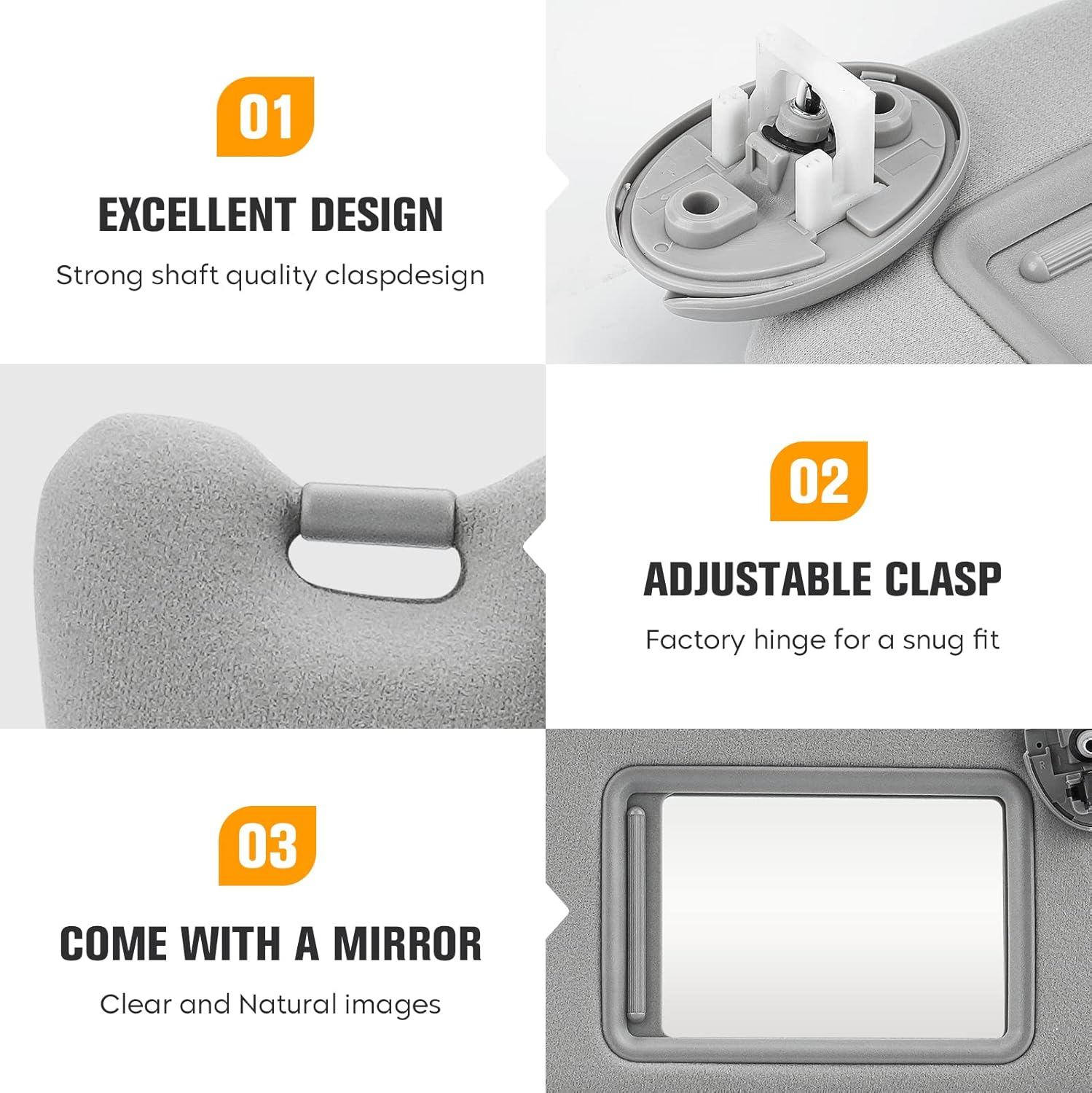 Left & Right Driver Passenger Side Sun Visor for Toyota venza 2009-2016, Replace for 74320-0T022-B1,74310-0T022-B1, Grey Left & Right Side Sun Visor with Light