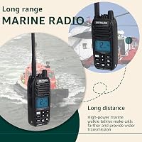 Stație radio portabilă maritimă VHF Retevis RM21, rezistentă la apă IP67, cu reducerea zgomotului, walkie-talkie, 88 de canale, comunicare navă-țărm, negru, 1 buc. 4