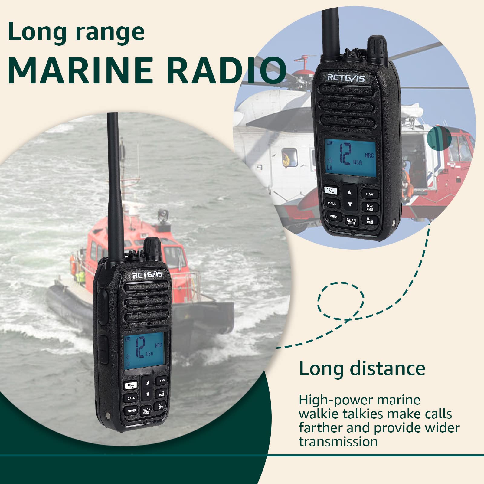 Retevis RM21 Radio Marina Palmare Walkie Talkie Impermeabile IP67 Riduzione Intelligente del Rumore AI 88 Canali