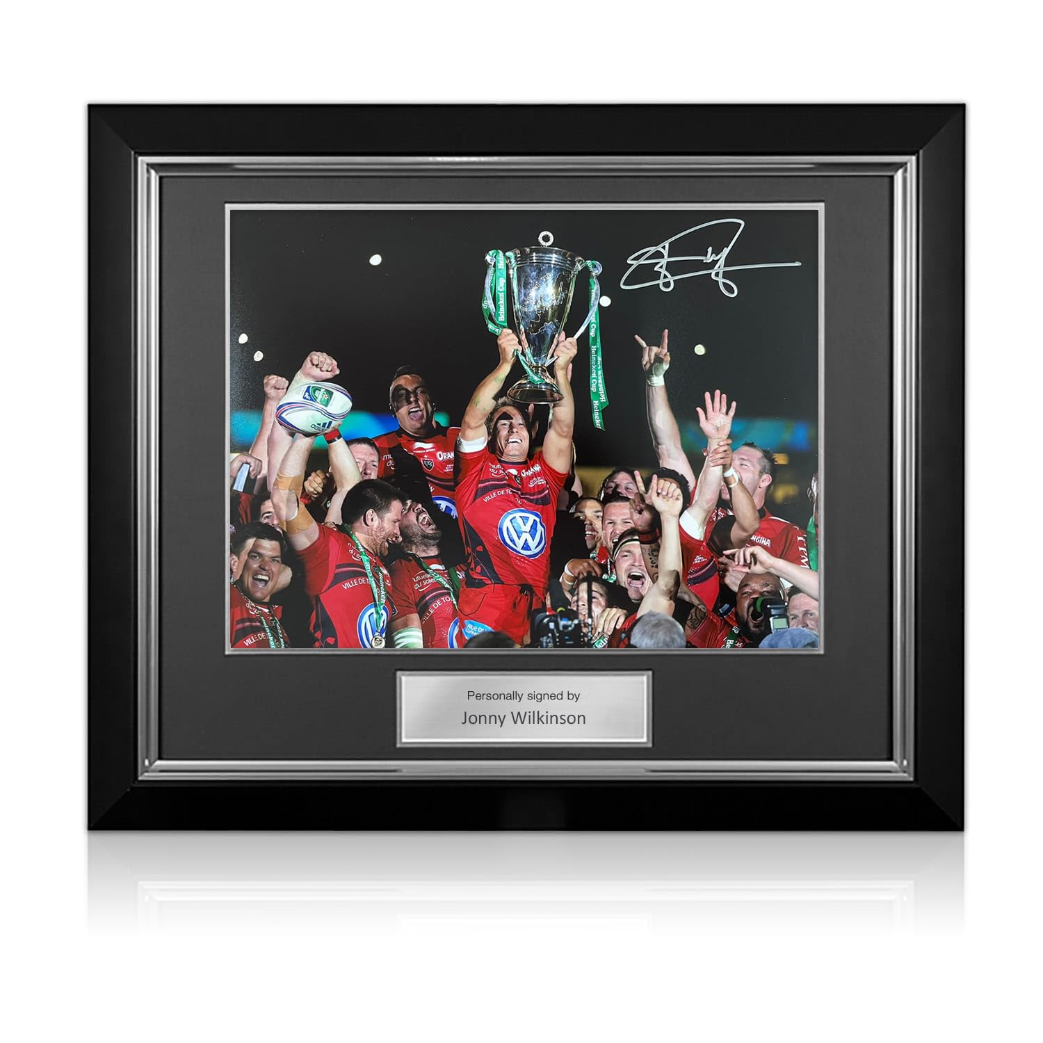 Exclusive Memorabilia Multicoloured Jonny Wilkinson Signed Toulon Rugby Photo: Cup Winner. Deluxe Frame
