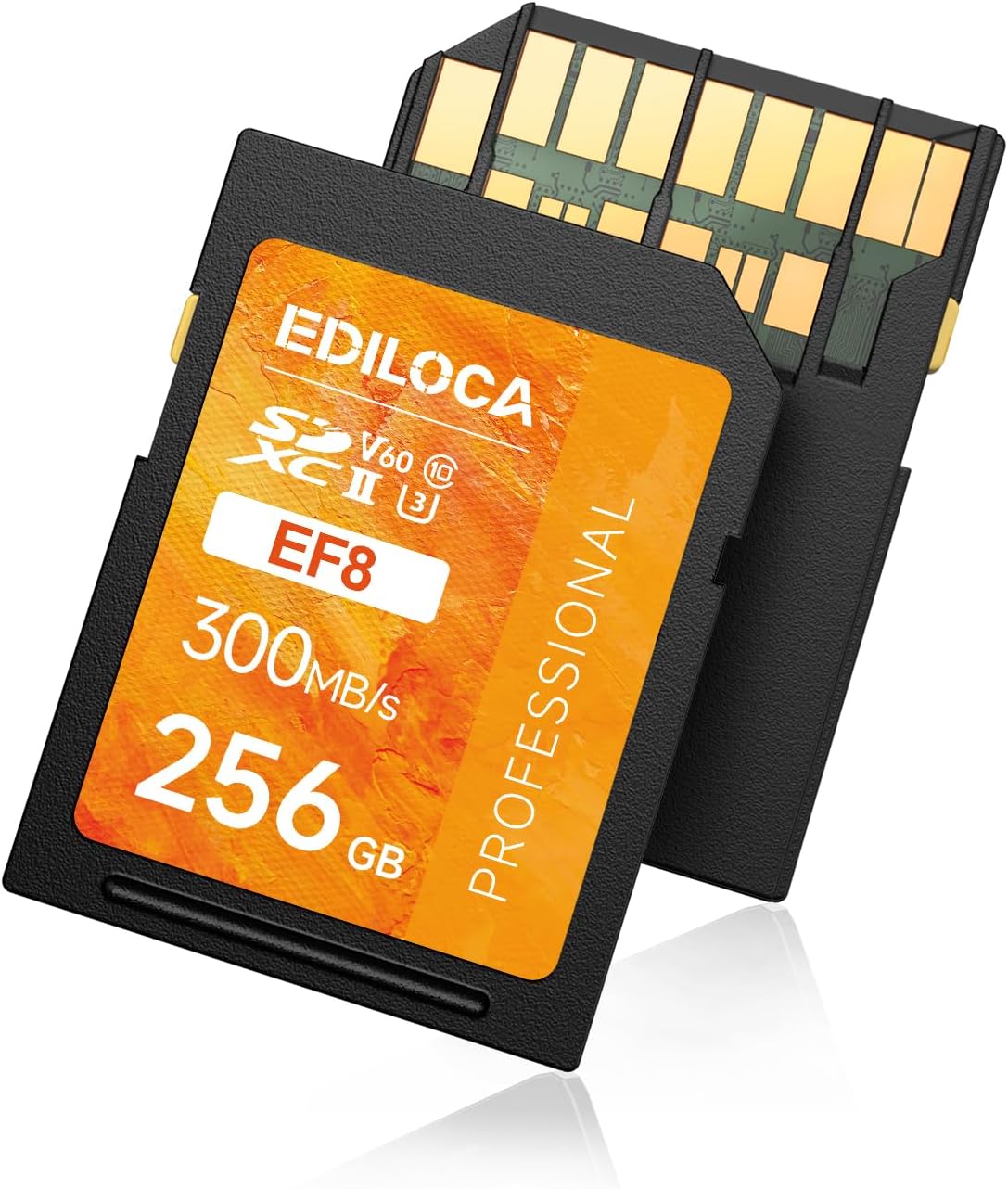 256GB UHS-II SD Card V60 Memory Cards for Professional Camera 4K/6K Video - 300MB/s Read, 160MB/s Write, Shockproof & Waterproof High-Speed Storage, U3 Class 10 Compatible with Canon (EF8)