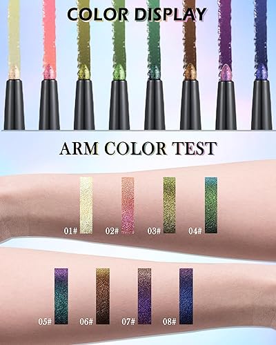 Miniatura 5 de Lápiz delineador de ojos de gel de color camaleón metálico, lápiz delineador de ojos de gel marrón brillante, resistente al agua, delineador de ojos