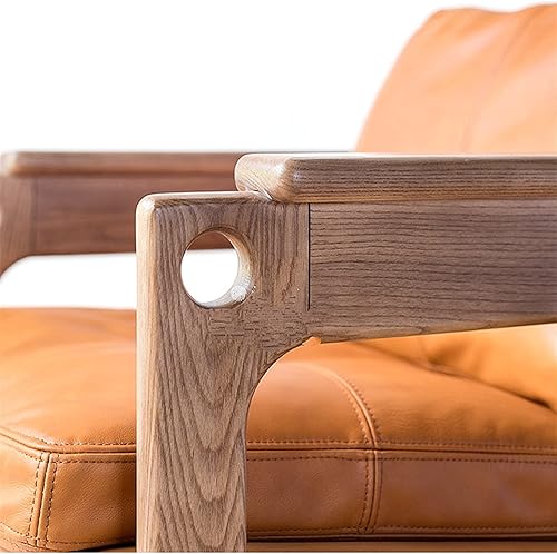 Miniatura 4 de SKIMT Silla de escritorio de oficina, silla de madera maciza, sala de estar, respaldo, reposabrazos, silla de sofá de ocio de cuero, respaldo de