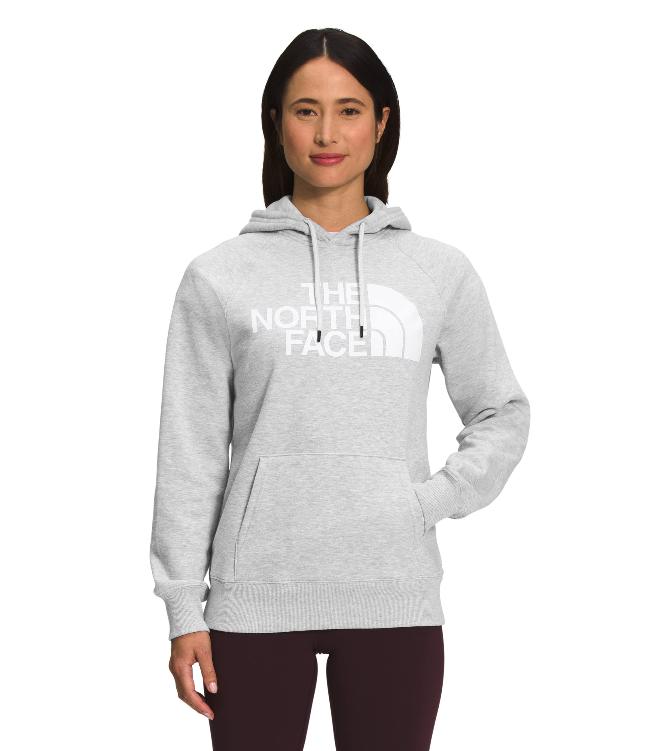 The North Face Women's Half Dome Pullover Hoodie Sweatshirt, TNF Light Grey Heather/TNF White, Small